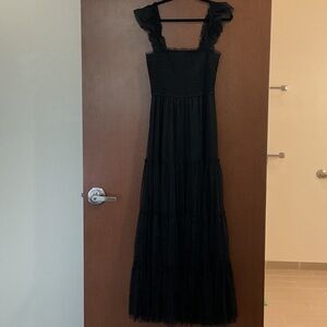 Francesca's Collections Black Ruffle Maxi Dress